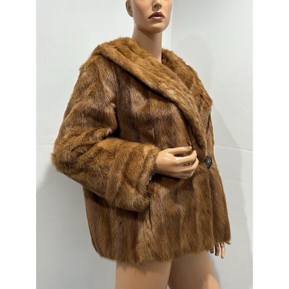 mink fur coat Size Large Collared Honey Brown Color - Picture 2 of 12